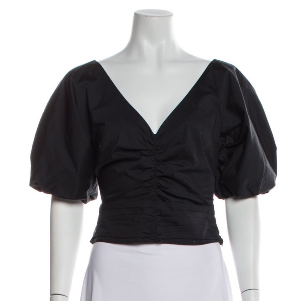 Staud cropped puff sleeve top